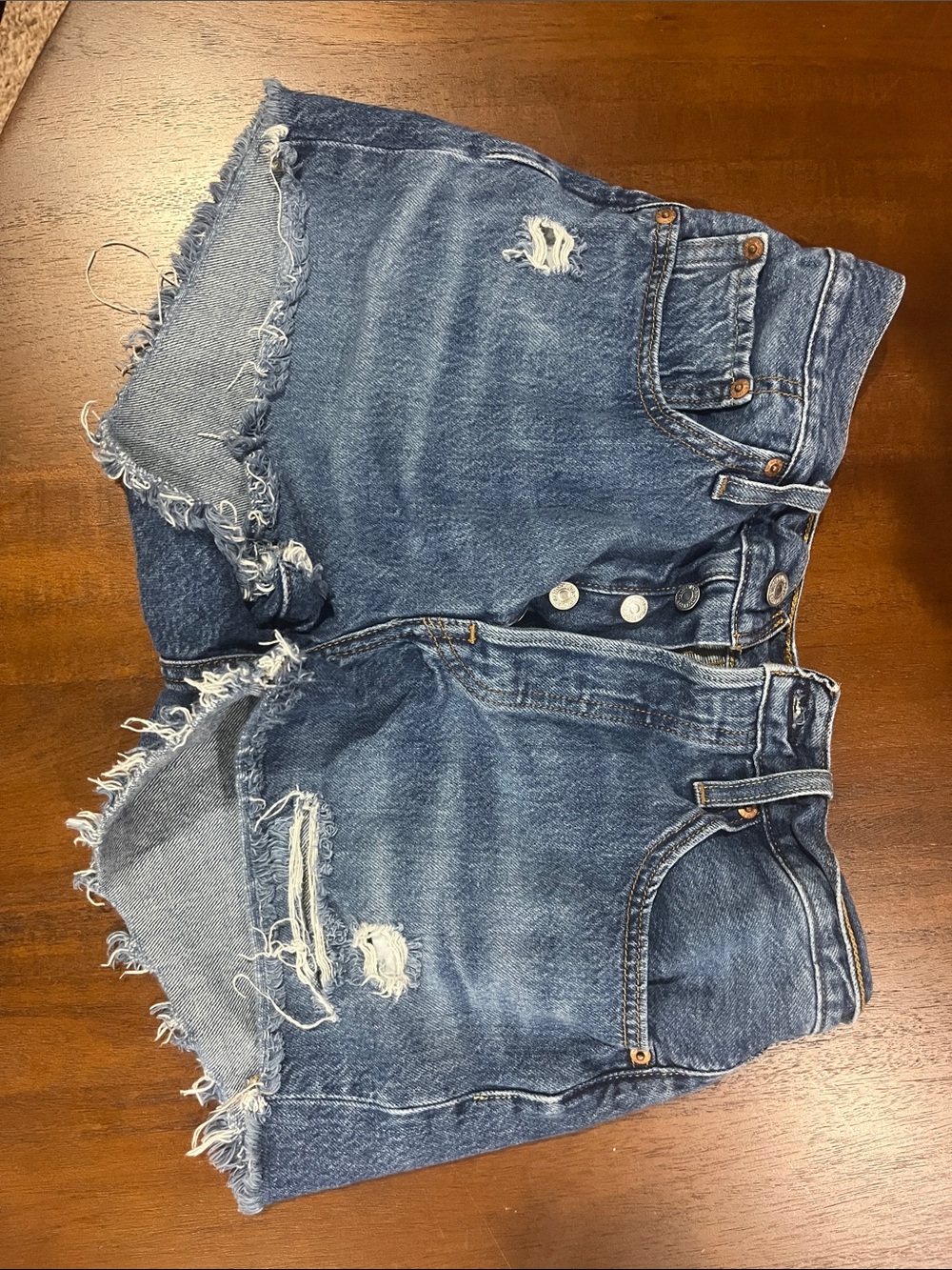 Levi's Distressed Denim 501 Shorts - Blue